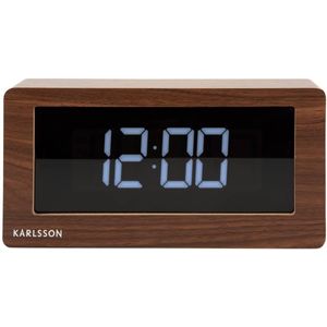 Table clock Boxed LED dark wood veneer