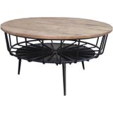 Mister Habitat | Salontafel The Elle diameter 86 cm x hoogte 43 cm naturel, zwart salontafels mangohout, staal meubels tafels | NADUVI outlet