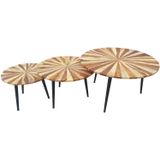 Mister Habitat | Set van 3 Salontafels The Sheesham tafel 1: diameter 75 cm x hoogte 40 cmtafel naturel, zwart bijzettafels | NADUVI outlet