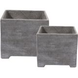 D&M Deco | Set van 2 bloempotten Out - klein: lengte 31 cm x breedte 31 cm x hoogte grijs bloempotten cement vazen & bloempotten | NADUVI outlet