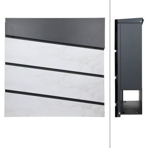 Brievenbus 37x36,5x11 cm antraciet/wit marmerlook staal ML-Design