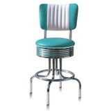 Bel Air | Retro barkruk Idaho totale hoogte 98 cm x zithoogte 66 cm groen, zilverkleurig barkrukken zitting: pu leeronderstel: | NADUVI outlet