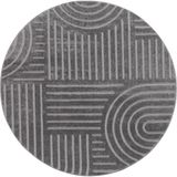 Laagpolig Vloerkleed, Cirkel, Woonkamer, Boho Geometrisch -Donker Grijs - Ø120 cm (rond) - Superzacht Modern Vloerkleed