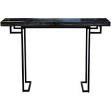 PTMD Collection | Sidetable Khine lengte 120 cm x breedte 30 cm x hoogte 80 cm zwart sidetables versteend hout, ijzer tafels | NADUVI outlet