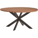 House of Highlights | Eettafel Rotary diameter 130 cm x hoogte 77 cm bruin, zwart eettafels acaciahout, metaal meubels tafels | NADUVI outlet