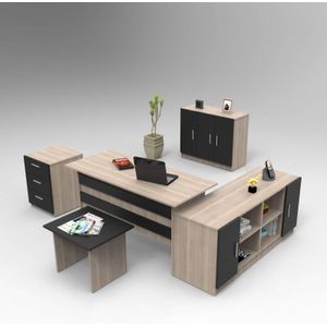 Set van bureau met bijzettafel en 3 opbergkasten Anja | Kalune Design