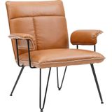 Goossens | Fauteuil Citta cognac lengte 74 cm x breedte 80 cm x hoogte 70 cm cognac fauteuils kunstleer stoelen & fauteuils | NADUVI outlet