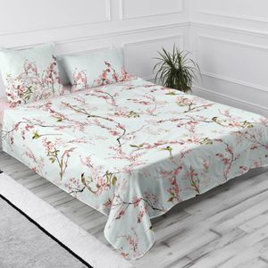 Happy Friday - Chinoiserie - Laken - Turquoise - 270 cm x 160 cm - Katoen