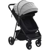 Kinderwagen 2-in-1 staal grijs en zwart