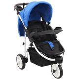 Kinderwagen met 3 wielen blauw en zwart