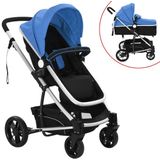 Kinderwagen 2-in-1 aluminium blauw en zwart