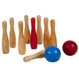 Outdoor Play Houten Tuin Bowlingset met 9 Kegels en 2 Ballen