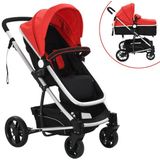 Kinderwagen 2-in-1 aluminium rood en zwart