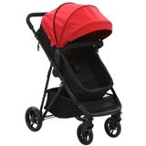 Kinderwagen 2-in-1 staal rood en zwart