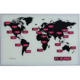 NeXtime NE-2897 Wandklok 55 X 36 Cm, Alu, World Time Digit