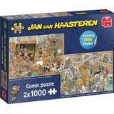 Jumbo Puzzel Jan Van Haasteren Dagje Museum 2x1000 Stukjes + Poster