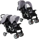 Kinderwagen dubbel staal grijs en zwart