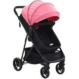 Kinderwagen 2-in-1 staal roze en zwart