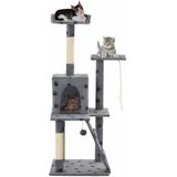 Kattenkrabpaal met sisalpalen 120 cm pootafdrukken grijs