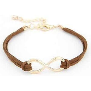 Leren Infinity BFF armband (Kleur: Bruin)