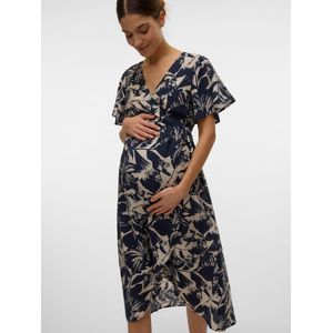 Vmmjosie - Zwangerschapsjurk - Midi-lengte - V-Hals - Korte Mouwen - Wikkelsluiting