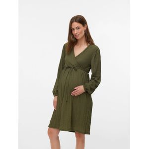 Mlsigga - Zwangerschapsjurk - Lange Mouwen - O-hals - Regular Fit - Voedingsfunctie met Wikkeleffect