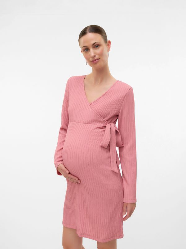 Mlenya - Zwangerschapsjurk - V-Hals - Lange Mouwen - Knielengte - Regular Fit