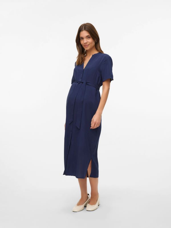 Vmmvica - Zwangerschapsjurk - Kleur - Jersey - Korte Mouwen - Knoopsluiting