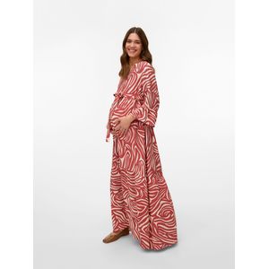 Jerseyjurken - V-hals - Viscose - Volant - Driekwart Mouw - Lange Lengte