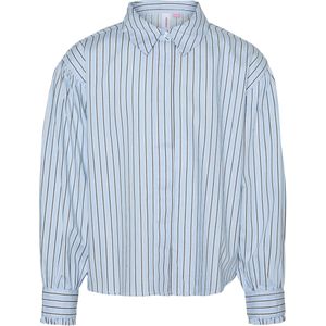 VERO MODA - Overhemd - Blauw - Katoen - Lange Mouwen - Regular Fit