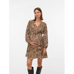 MAMALICIOUS - Jurk - Bruin/Wit - ML Cassie - Knielengte - Met Borstvoedingsfunctie