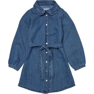 VERO MODA Girl - Denim Jurk - Hoge Hals - Lange Mouwen - Stonewash - Boven de Knie