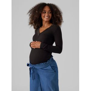 MAMALICIOUS - Shirt - Zwart - Lange Mouwen - Effen