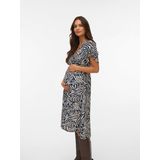 Vmmjosie - Zwangerschapsjurk - Midi-lengte - V-Hals - Korte Mouwen - Wikkelsluiting