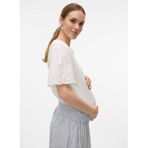 T-shirt - Zwangerschaps-top - Korte Mouwen - Kanten Detail - Regular Fit