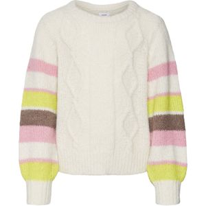VERO MODA Gebreide Pullover - Groen - O-hals - Lange Mouwen - Ballonmouwen