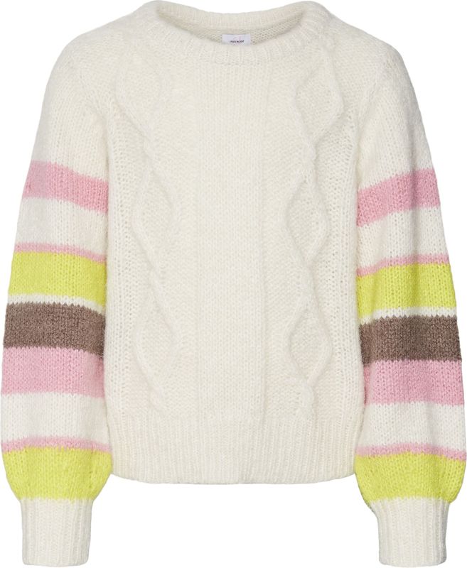 VERO MODA Gebreide Pullover - Groen - O-hals - Lange Mouwen - Ballonmouwen