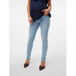 Zwangerschapsjeans - Skinny Fit - Blauw - Katoen - Ondersteunende Buikband