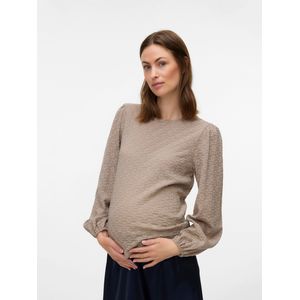 Vero Moda - Blouseshirt - Taupe - Lange Mouw - Normale Pasvorm