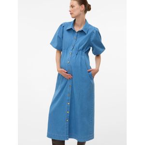 Vmmcassidy - Denim Jurk - Korte Mouwen - Regular Fit - Tot Aan De Enkel