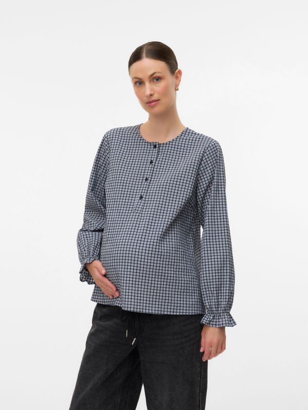 Blouse - Regular Fit - O-hals - Lange Mouwen - Ruches - Voedingsfunctie