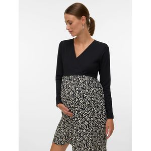 MAMALICIOUS - MLMARI - Jurk - Zwart/Wit - Wikkel-look - Borstvoedingsfunctie