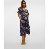 Vmmsaki - Zwangerschapsjurk - Midi-lengte - V-Hals - Korte Mouwen