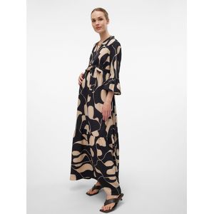 Jurk - Maxi Lengte - V-Hals - 3/4 Mouwen - Regular Fit - Printed Design