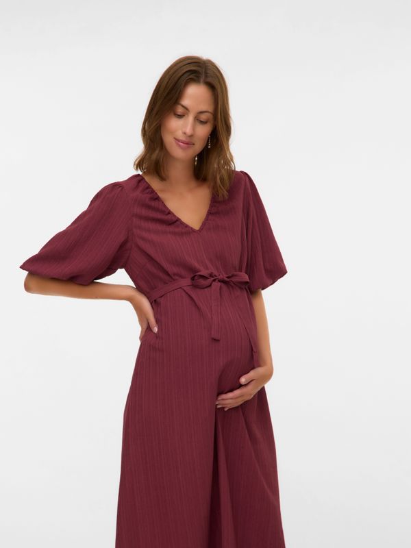 MAMALICIOUS - MLRosana - Jurk - Donkerrood - 3/4 Lengte - V-hals