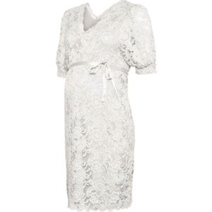 Mlmivana - Zwangerschapsjurk - V-Hals - Kort - 2/4 Ballonmouwen - Riemsluiting