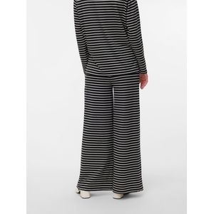 MAMALICIOUS - MLAmila - Broek - Zwart/Wit - Wide Leg - High Waist