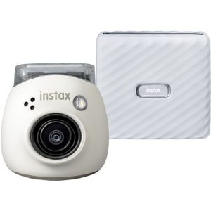 Fujifilm - INSTAX PAL - Digital Camera - Milky White + Printer Link WIDE - Ash White