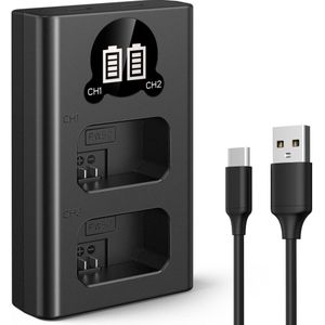 K&F Concept NP-FW50 Dual Battery Charger USB-C with display
