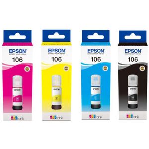 Epson 106 EcoTank Multipack - Set van 4 Inktcartridges - Geel Zwart Cyaan Magenta - 70ml per Cartridge - 4000 Pagina's